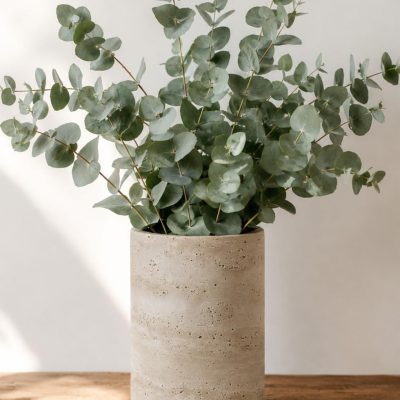 Large Travertine Marble Vase 9.84 inch Tall for Home Decor Coffee Desk Living Room