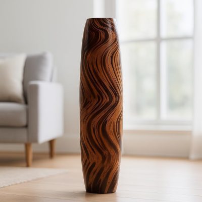 Large Floor Vase 34 inches Mango Wood for Pampas Grass, Dried Flowers
