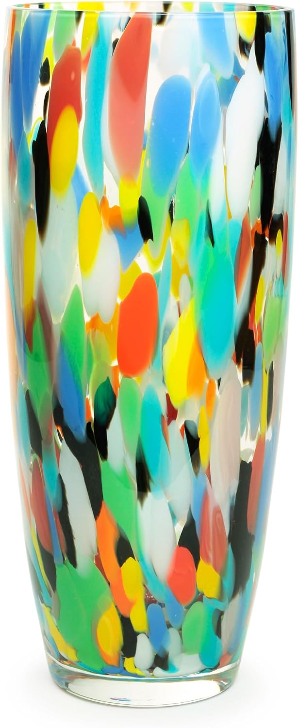 Colorful Confetti Glass Vase with Artistic Murano-Inspired Design
