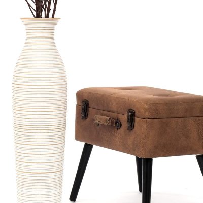 Large Floor Vase 26 inches Mango Wood for Pampas Grass, Dried Flowers